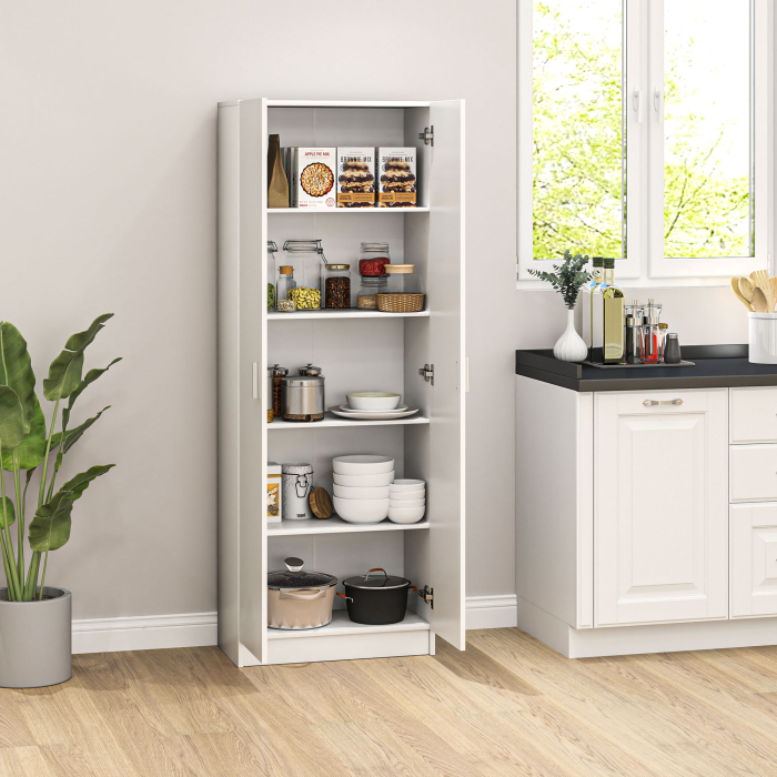  Dulap Multifunctional cu Usi Batante, 5 Rafturi si 3 Niveluri Reglabile, 60x31,5x165 cm, Alb [8]