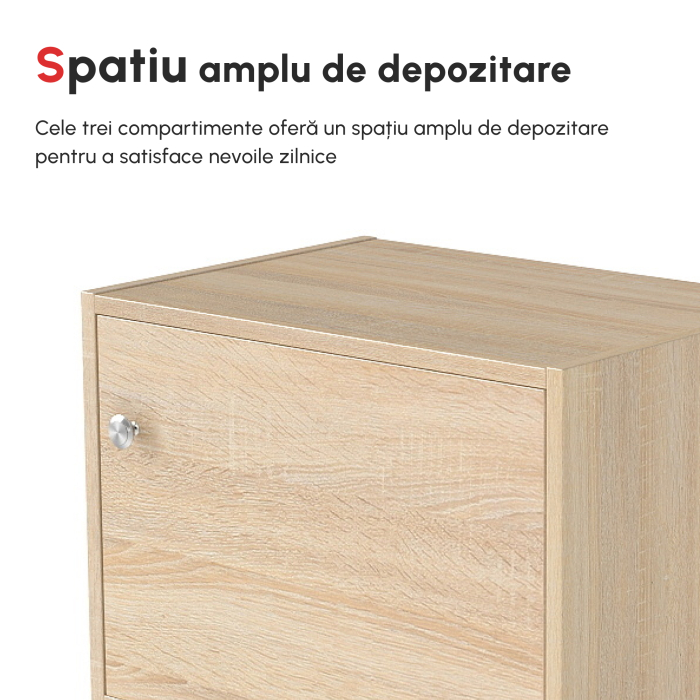  Dulap Multifunctional Lemn Natural - 3 Rafturi & Usi pentru Casa sau Birou [9]