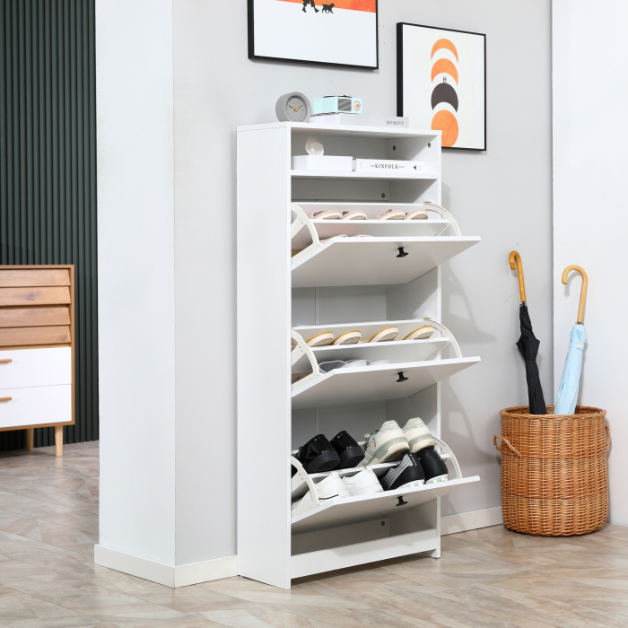  dulap pantofi, 3 compartimente, 60×24×132cm, alb [2]