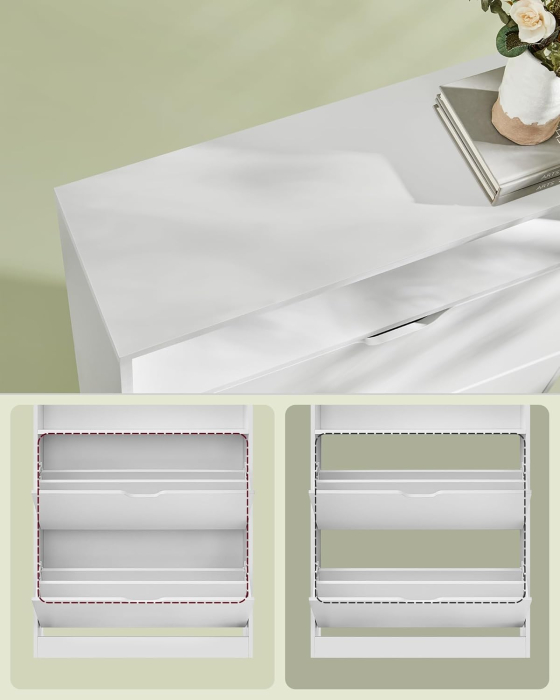 Dulap pantofi 80x24x102 cm, cu 2 usi rabatabile, separator reglabil si raft superior, PAL alb mat [7]