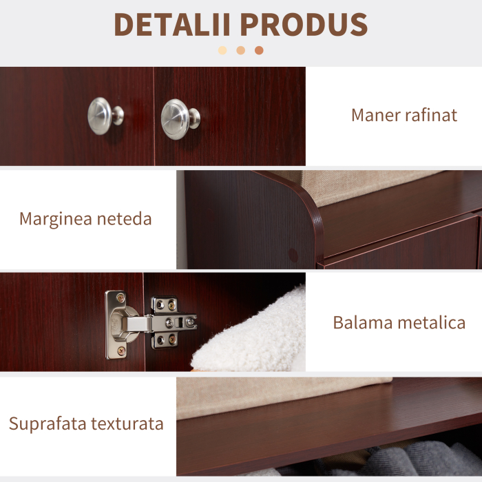  Dulap Pantofi 83×30×90 cm - Lemn, 12 Perechi, Culoare Cafenie [6]