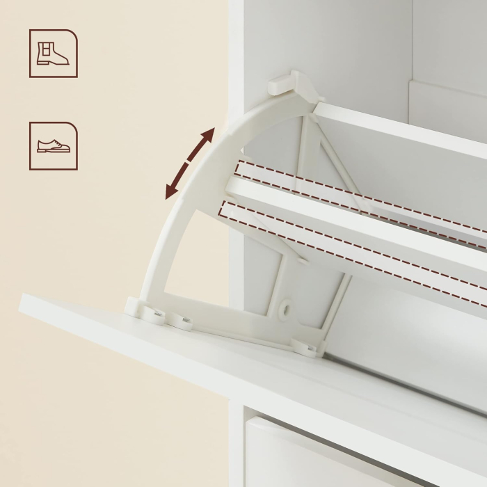 Dulap pantofi cu 2 usi rabatabile, pentru 12-18 perechi, 60x24x120 cm, alb [7]