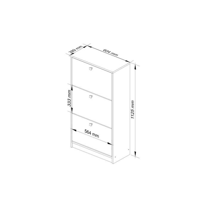 Dulap pantofi cu 3 usi rabatabile, PAL laminat 16 mm, 60x29x113 cm, alb si gri [3]