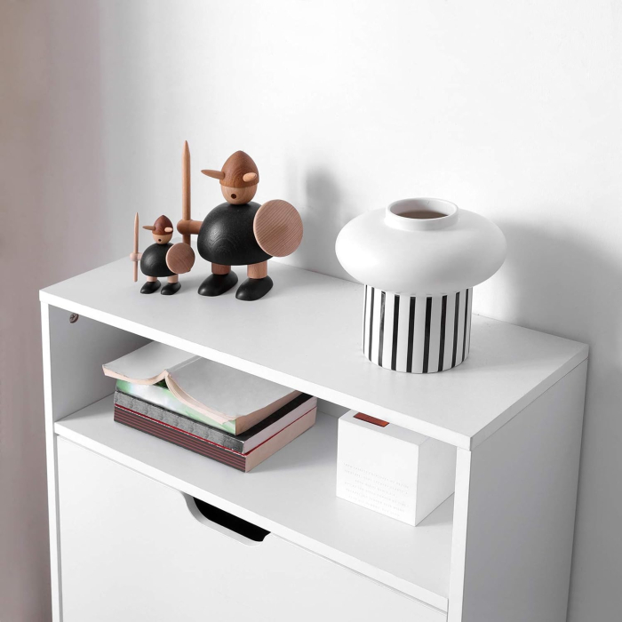 Dulap pantofi cu 3 usi rabatabile, pentru 8-12 perechi, 60x24x102 cm, alb [8]