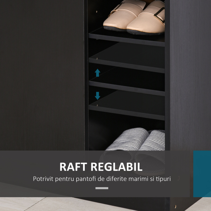  Dulap Pantofi Negru - 2 Usi Basculante, 83×30×90 cm [5]