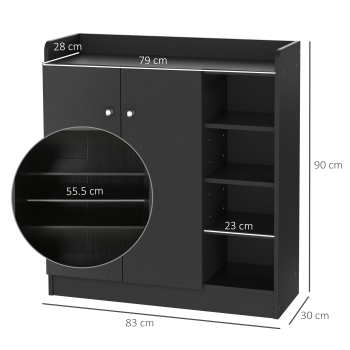  Dulap Pantofi Negru - 2 Usi Basculante, 83×30×90 cm [3]