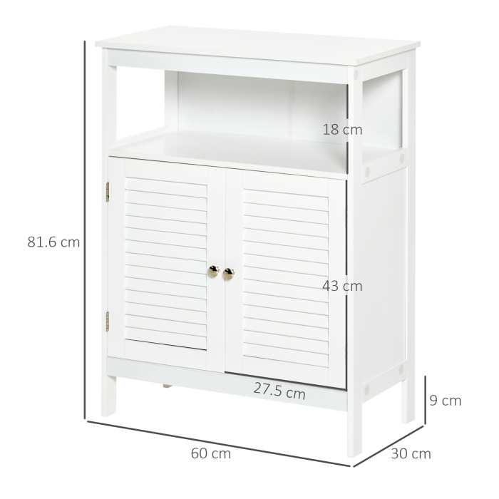  Dulap pentru Baie Impermeabil cu 2 Rafturi si Dulapior MDF Alb [3]