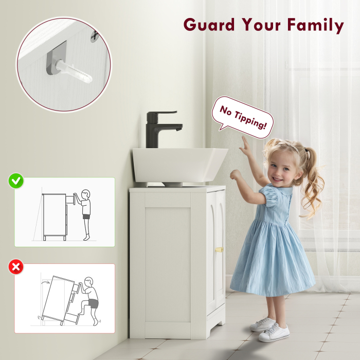  Dulap pentru baie sub chiuveta cu 2 usi si raft reglabil pe 3 niveluri, din lemn, 60x30x65 cm, alb [6]