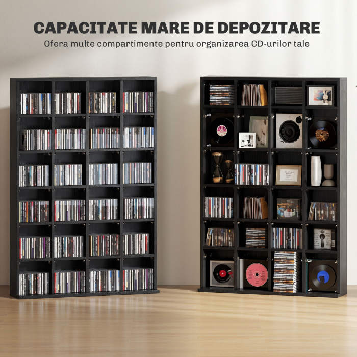  Dulap pentru CD-uri pentru 456 CD-uri sau 336 DVD-uri, 24 Compartimente, 89x20x130.5 cm Negru [4]