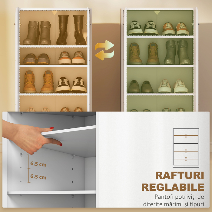  Dulap pentru incaltaminte cu 5 rafturi reglabile si detasabile, din lemn, 55x36x108 cm, alb lucios [5]
