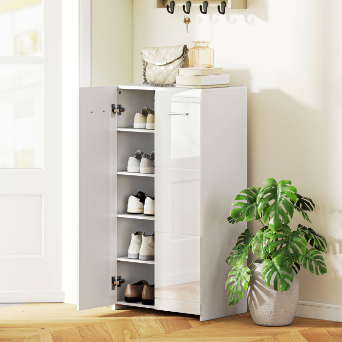  Dulap pentru incaltaminte cu 5 rafturi reglabile si detasabile, din lemn, 55x36x108 cm, alb lucios [2]