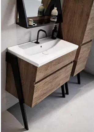 Dulap pentru lavoar Defra Arty, pe podea, 80 x 40 x 83 cm, setar, mat, maro, 215-D-08006 [2]