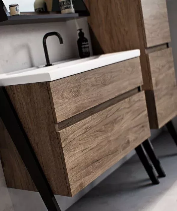 Dulap pentru lavoar Defra Arty, pe podea, 80 x 40 x 83 cm, setar, mat, maro, 215-D-08006 [3]