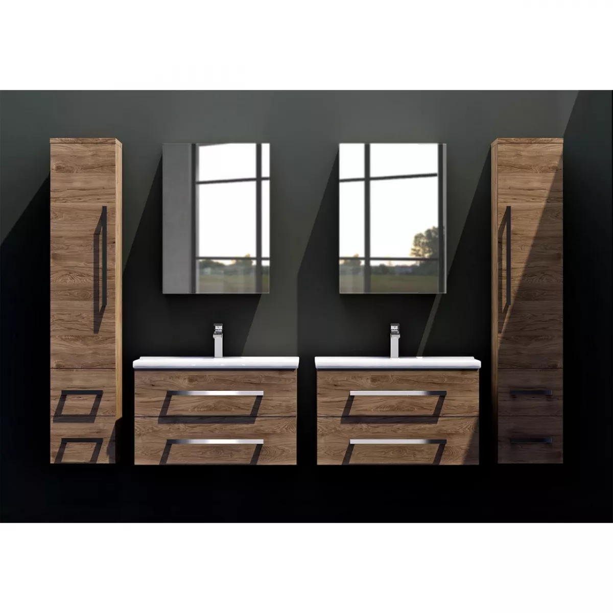 Dulap pentru lavoar Defra Granada, suspendat, 60 x 40 x 50 cm, setar, mat, maro, 167-D-06019 [4]