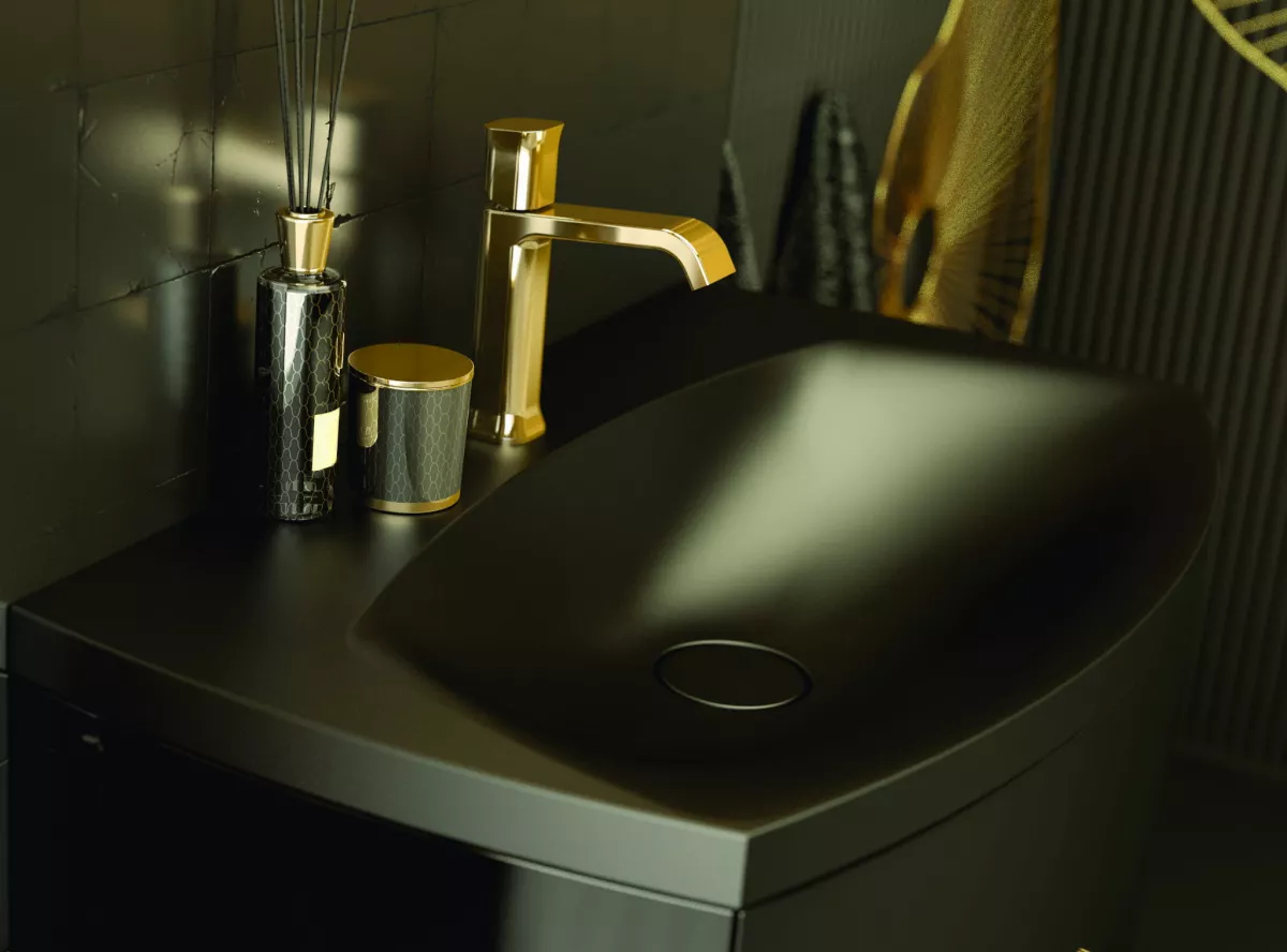 Dulap pentru lavoar Oristo Louis, pe podea/suspendat, 102 x 48 x 55 cm, sertar, lucios, negru, 50-SD2S-102-7 [4]