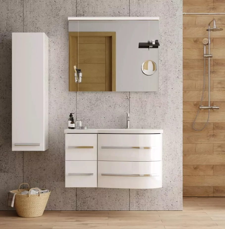 Dulap pentru lavoar Oristo Opal, suspendat, 90 x 44 x 50 cm, sertar, lucios, alb, 30-SD4S-90-1-P [5]