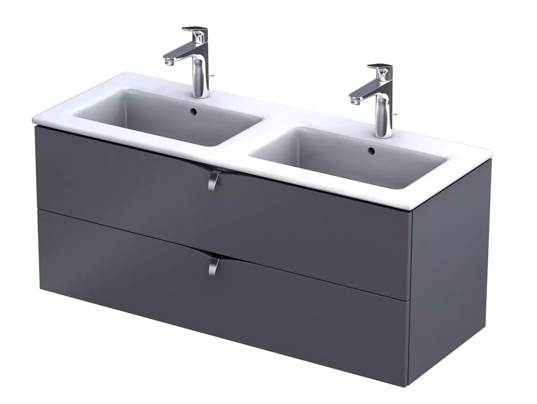 Dulap pentru lavoar Oristo Siena, suspendat, 120 x 45 x 50 cm, sertar, mat, gri, 45-SD2S-120-12 [4]