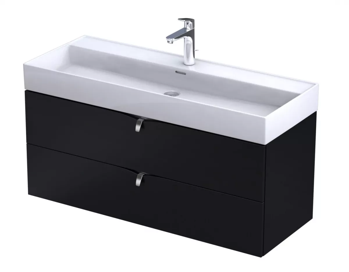 Dulap pentru lavoar Oristo Siena, suspendat, 120 x 45 x 50 cm, sertar, mat, negru, 45-SD2S-120-8 [4]