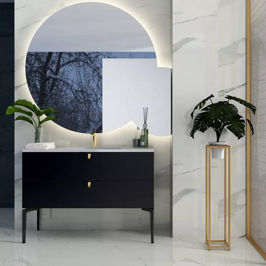 Dulap pentru lavoar Oristo Siena, suspendat, 120 x 45 x 50 cm, sertar, mat, negru, 45-SD2S-120-8 [7]