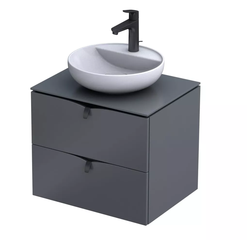 Dulap pentru lavoar Oristo Siena, suspendat, 50 x 45 x 50 cm, sertar, mat, gri, 45-SD2S-60-12 [4]