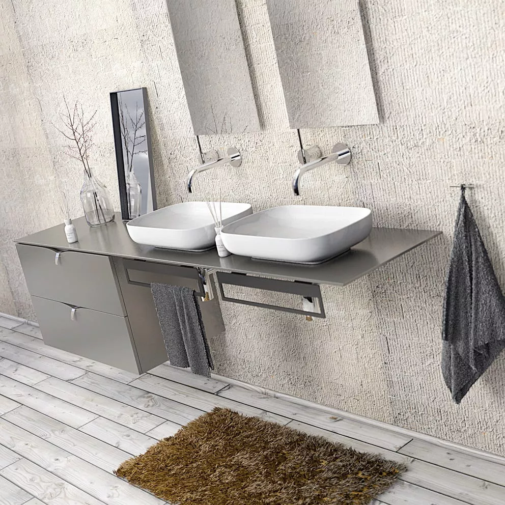 Dulap pentru lavoar Oristo Siena, suspendat, 50 x 45 x 50 cm, sertar, mat, gri, 45-SD2S-60-12 [8]