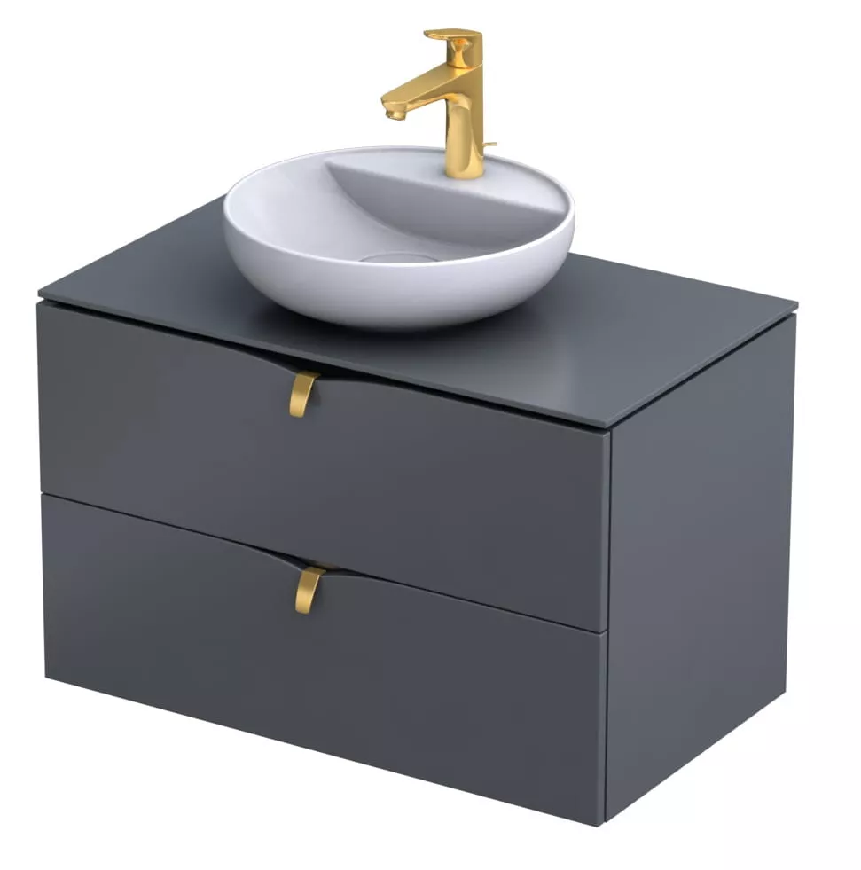 Dulap pentru lavoar Oristo Siena, suspendat, 80 x 45 x 50 cm, sertar, mat, gri, 45-SD2S-80-12 [4]