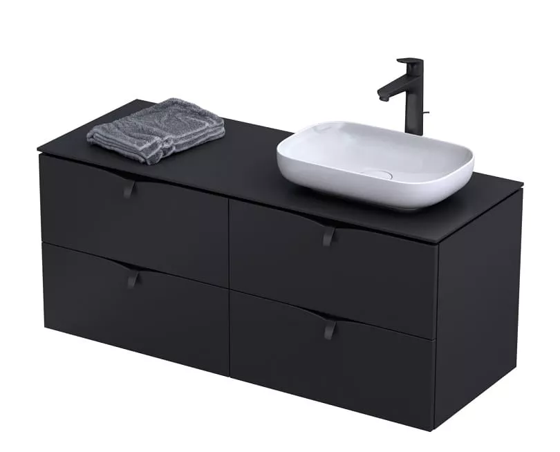 Dulap pentru lavoar Oristo Siena, suspendat, 80 x 45 x 50 cm, sertar, mat, negru, 45-SD2S-80-8 [5]