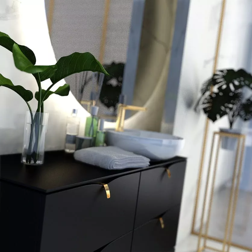 Dulap pentru lavoar Oristo Siena, suspendat, 80 x 45 x 50 cm, sertar, mat, negru, 45-SD2S-80-8 [10]