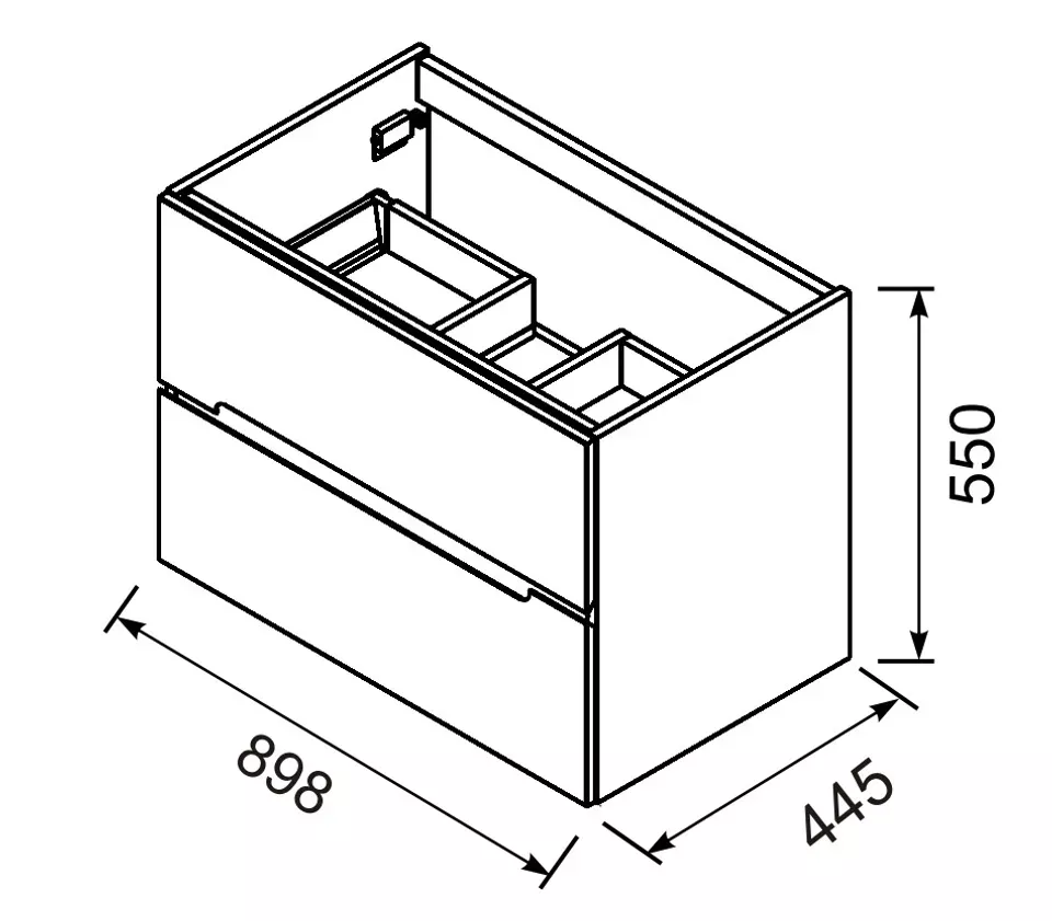 Dulap pentru lavoar Oristo Silver, suspendat, 90 x 45 x 55 cm, sertar, lucios, alb, 33-SD2S-90-1 [3]