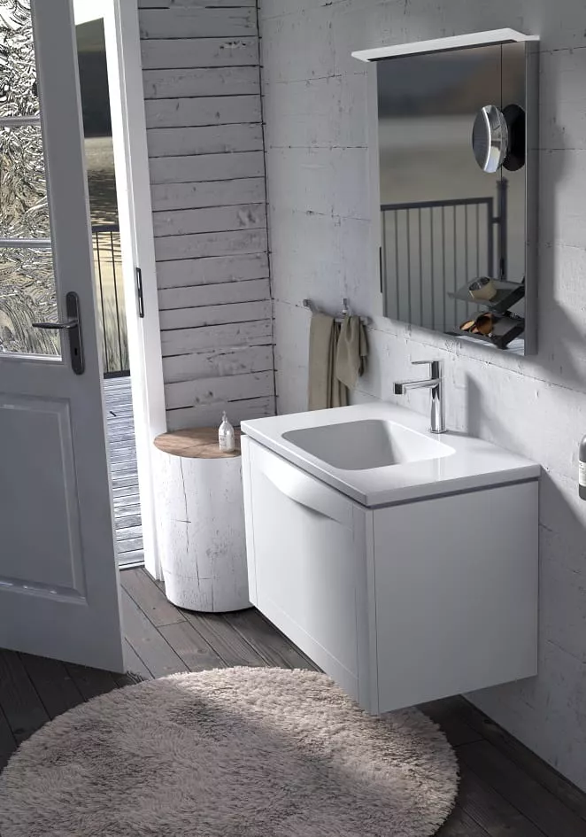 Dulap pentru lavoar Oristo Skagen, 80 x 46 x 50 cm, sertar, mat, alb, 49-SD1S-80-2 [8]