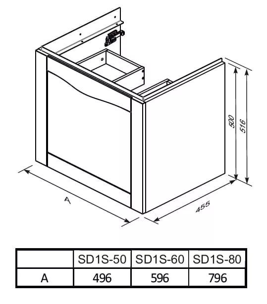 Dulap pentru lavoar Oristo Skagen, 80 x 46 x 50 cm, sertar, mat, bej, 49-SD1S-80-10 [6]