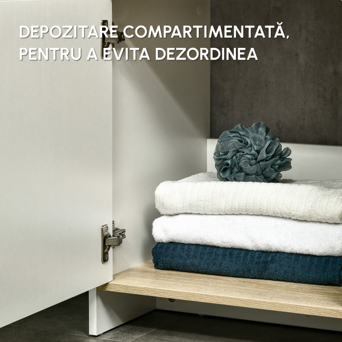  Dulap pentru lavoar pentru baie, 77x45x60cm, alb si culoarea lemnului [7]