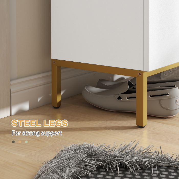  Dulap pentru Pantofi, 15-20 Perechi, Rafturi Reglabile si inchidere Amortizata, Alb [6]