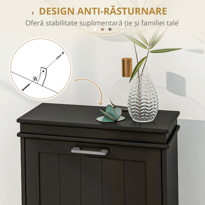  Dulap pentru Pantofi cu 2 Sertare pentru 10 Perechi de Pantofi, Mobilier cu Raft Reglabil, 54x24x82,5 cm, Negru [7]