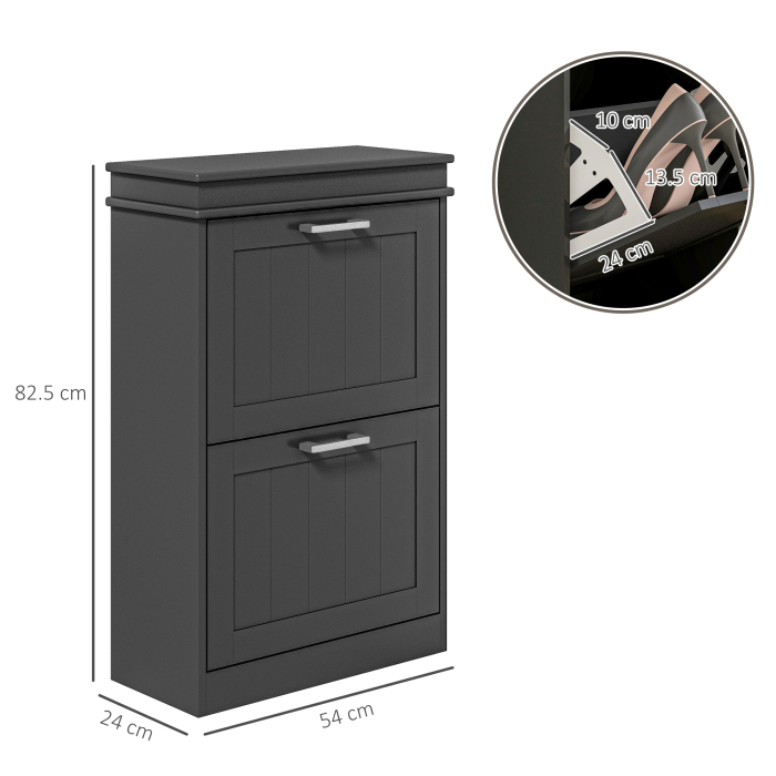  Dulap pentru Pantofi cu 2 Sertare pentru 10 Perechi de Pantofi, Mobilier cu Raft Reglabil, 54x24x82,5 cm, Negru [3]