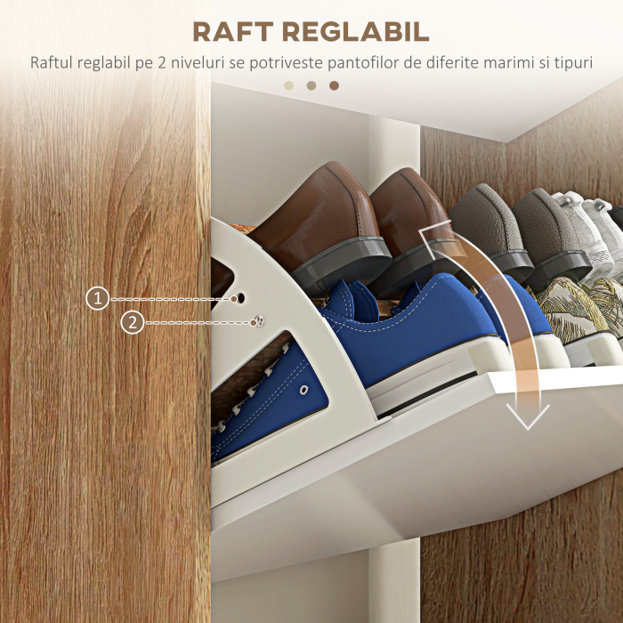  Dulap pentru Pantofi cu Economie de Spatiu cu 3 Sertare si Raft Reglabil, Suport Subtire pentru, 72x24x119 cm, Alb [5]