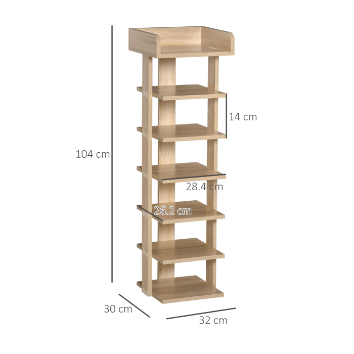  Dulap pentru Pantofi din Lemn 6 pantofi cu Raft de depozitare 32x30x104cm [3]