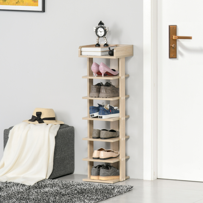  Dulap pentru Pantofi din Lemn 6 pantofi cu Raft de depozitare 32x30x104cm [2]