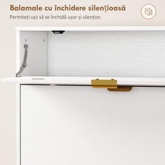  Dulap pentru Pantofi Slim cu Usi Rabatabile, Rafturi Reglabile, pentru 12 Perechi, Alb [8]