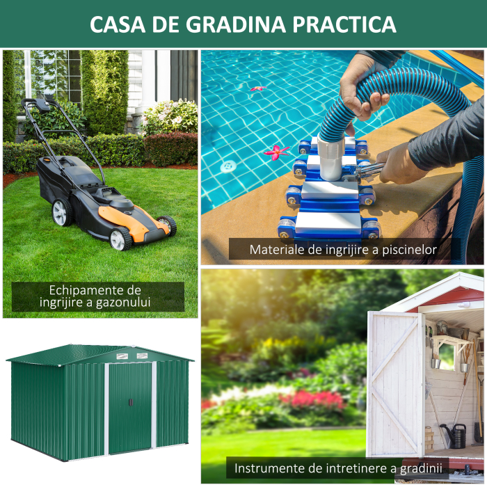  Dulap pentru Ustensile de Gradina din Latime din Otel, 246 x 192.5 x 177.5 cm, Verde [7]