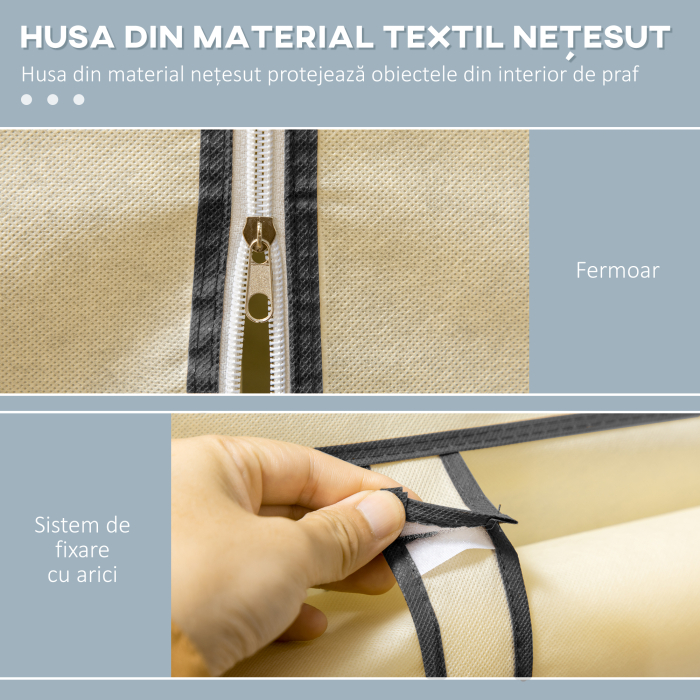  Dulap portabil din otel, netesut si PP cu 6 rafturi deschise, 1 cuier si usa cu balamale, 103x43x162,5 cm, gri [5]
