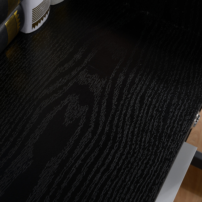  Dulap Portadocumente din Lemn cu 3 Sertare cu Chei de Securitate si 5 Roti, 39.2x40x65.4 cm, Negru [9]