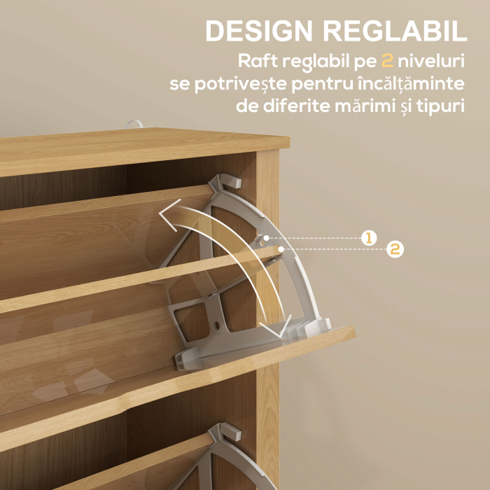  Dulap Slim pentru 18 Pantofi, 3 Sertare cu 2 Rafturi Reglabile Alb [5]