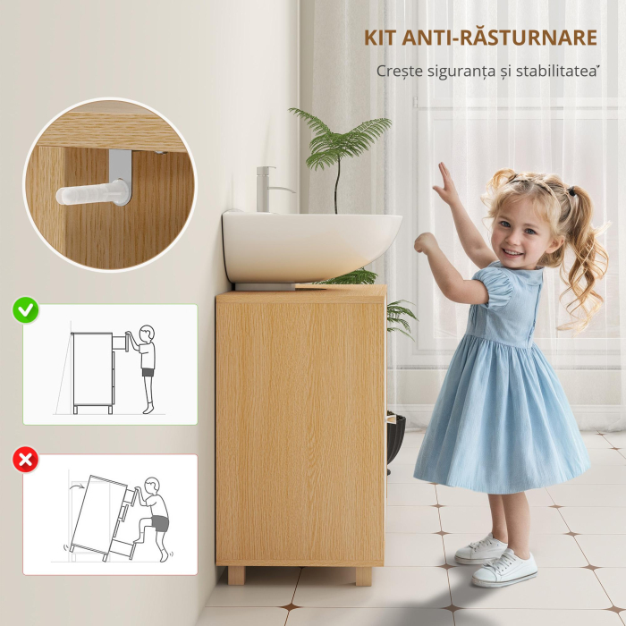  Dulap Sub Chiuveta cu 2 Usi cu inchidere Lenta si 6 Rafturi Lemn natural [7]