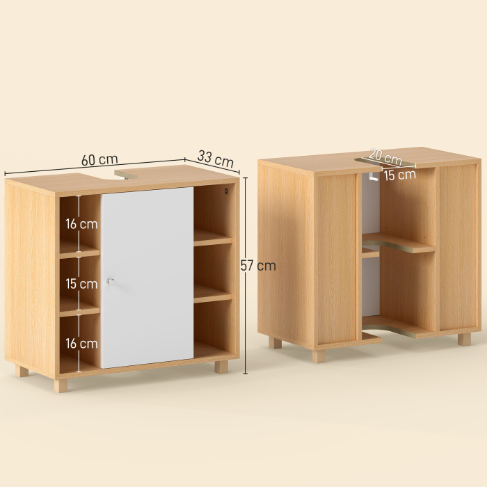  Dulap Sub Chiuveta cu 2 Usi cu inchidere Lenta si 6 Rafturi Lemn natural [3]