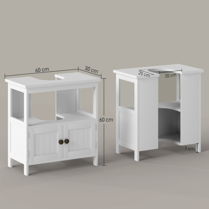 Dulap Sub Chiuveta cu Raft si 2 Usi 60x30x60 cm Alb [3]