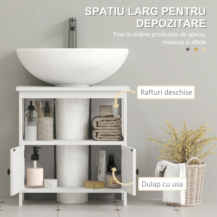  Dulap Sub Chiuveta cu Raft si 2 Usi 60x30x60 cm Alb [5]