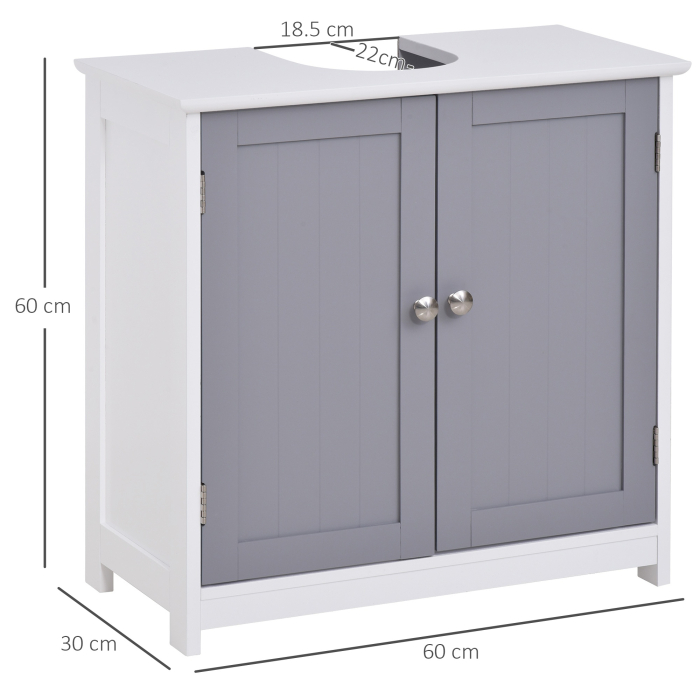  Dulap sub Chiuveta de Baie 2 Usi si Etajera Reglabila din MDF 60x30x60cm [3]