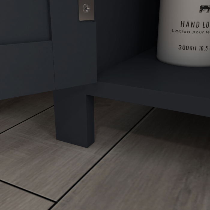  Dulap Sub Chiuveta din PAL si MDF cu 2 Usi si Raft Interior Reglabil, 60x30x60 cm, Gri [9]