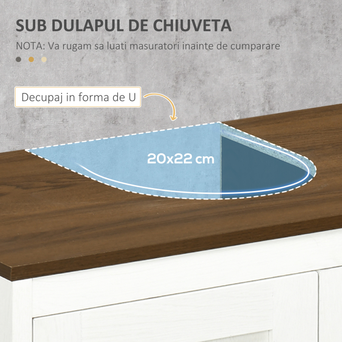  Dulap sub Chiuveta pentru Baie, din Lemn, cu Raft Interior Reglabil, 60x30x60 cm, Alb si Nuc [4]